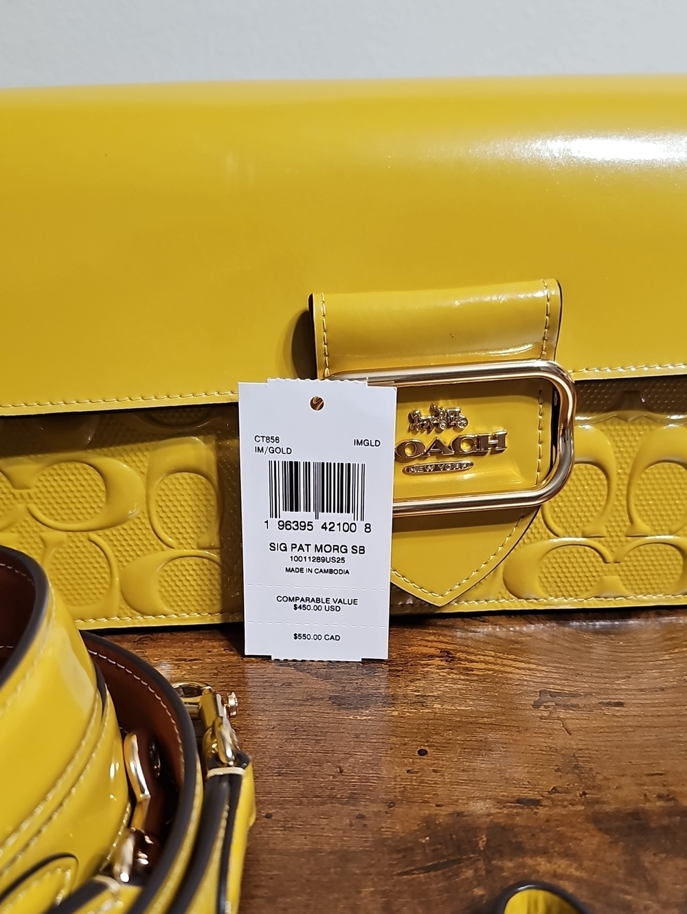 SALE...Coach Signature Patent Leather Morgan Crossbody Bag CT856 - Picture 7 of 9